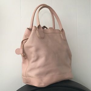 Falor pink leather  drawstring bag